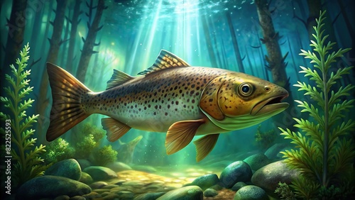 Beautiful brown trout in a fish tank