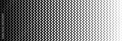 horizontal halftone of black zigzag design for pattern and background.