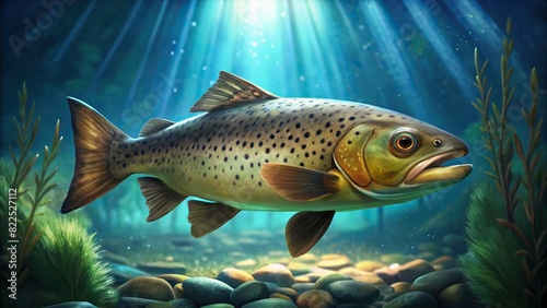 Beautiful brown trout in a fish tank