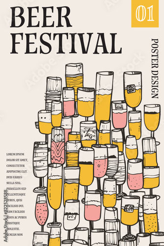 Beer festival poster background illustration. Flyer for a drinks celebration