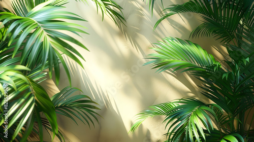 palm leaves on elderberry background