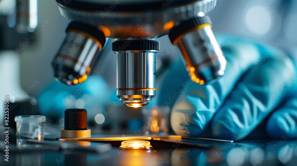 Close-up of a scientist using a microscope in a laboratory, examining samples with precision and accuracy, representing scientific research. Close-up of a scientist using a microscope in a laboratory, examining samples with precision and accuracy, representing scientific research.
