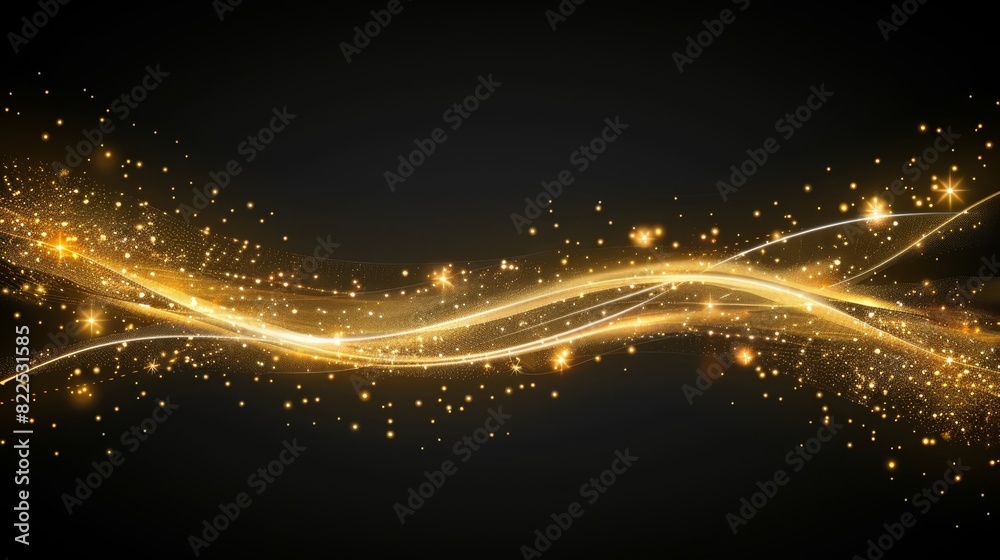 Fototapeta premium Four black backgrounds, each adorned with golden sparkles