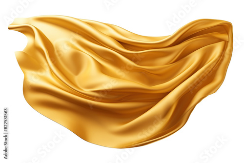 Flying golden silk fabric. cut out on transparent 