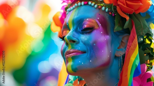 Pride festival art displays, rainbow colors and creative designs --ar 16:9 Job ID: 50e2c358-3093-4ca6-a2c9-d4ee501019da