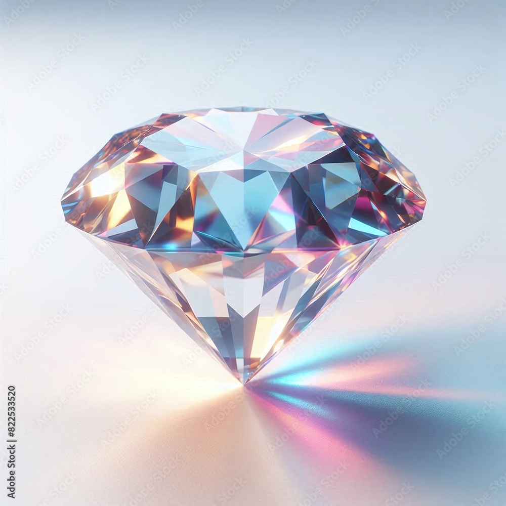 Stunning Faceted Diamond with Light Reflections Stunning Faceted Diamond with Light Reflections