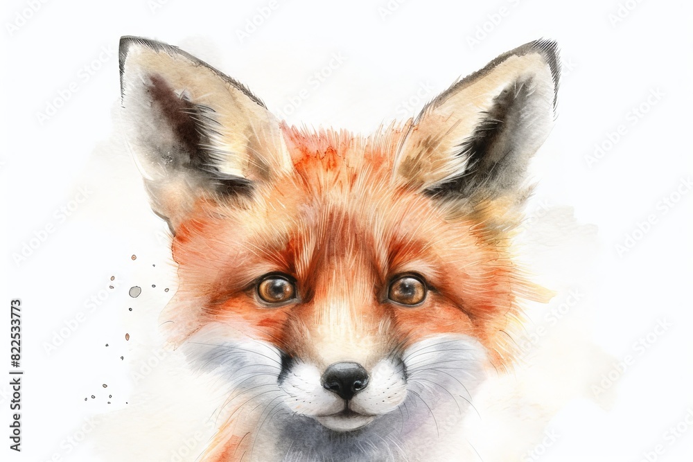 Obraz premium Beautiful red fox - watercolor.. Beautiful simple AI generated image in 4K, unique.