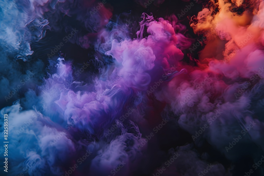 Obraz premium Colorful Smoke Explosion on Dark Background, 3D Render