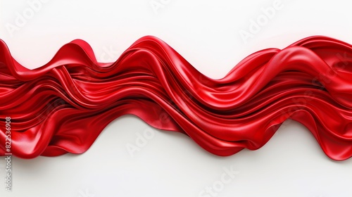A white wall with a red wave painted on one side, and another white wall featuring a red wave painting