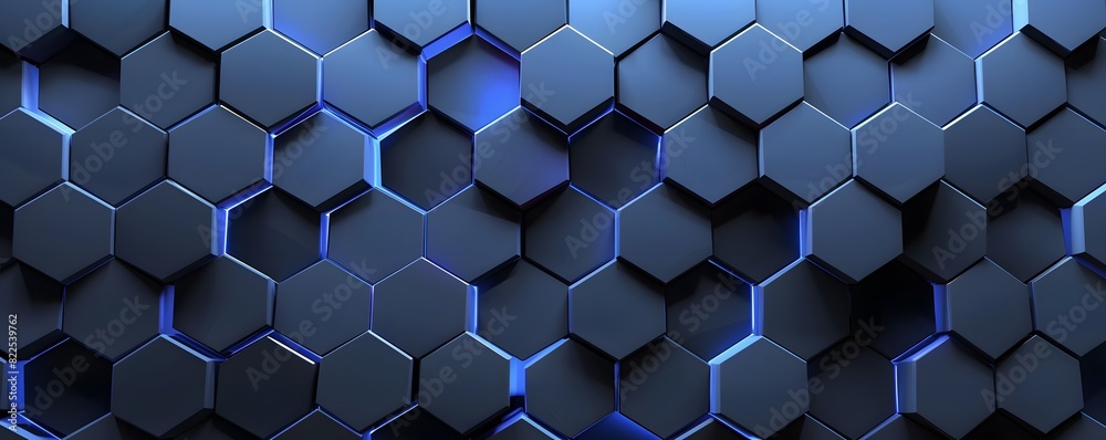 3D Render of Dark Blue Background with Abstract Hexagon Pattern 3D Render of Dark Blue Background with Abstract Hexagon Pattern