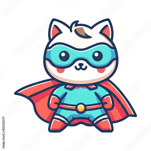 cartoon cute cat hero icon character
