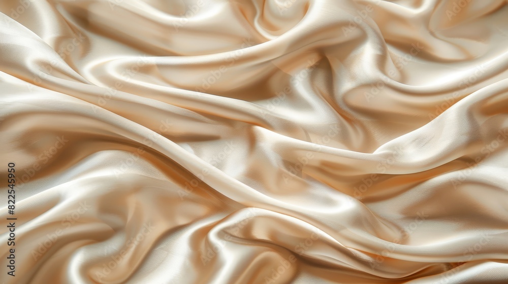 A tight shot of a white fabric featuring a dark brown strip at its bottom edge, above which is another light brown strip near the edge A tight shot of a white fabric featuring a dark brown strip at its bottom edge, above which is another light brown strip near the edge