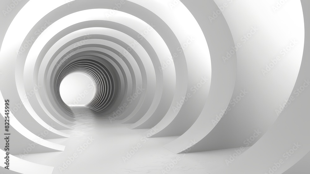 A white tunnel with a white floor and a light at its end is a white wall with a white floor and a light situated at its termination A white tunnel with a white floor and a light at its end is a white wall with a white floor and a light situated at its termination