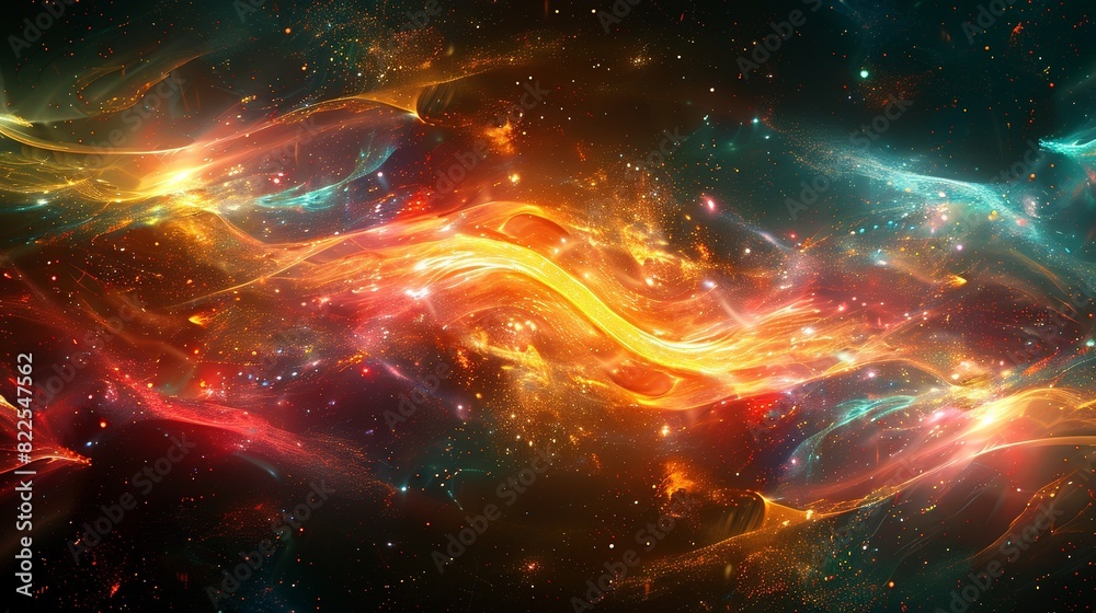 Fototapeta premium A vibrant abstract background featuring intricate fractal patterns, emitting a futuristic energy with bright light elements
