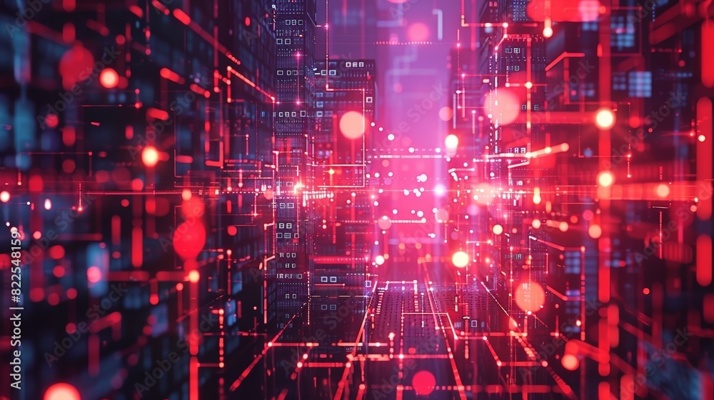 Obraz premium A conceptual illustration of a traditional network being upgraded and fortified with new technologies and security protocols