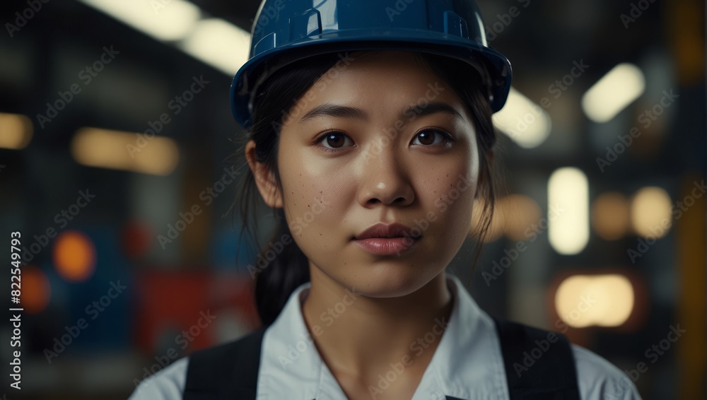 Portrait of an asian female engineer worker. Portrait of an asian female engineer worker.