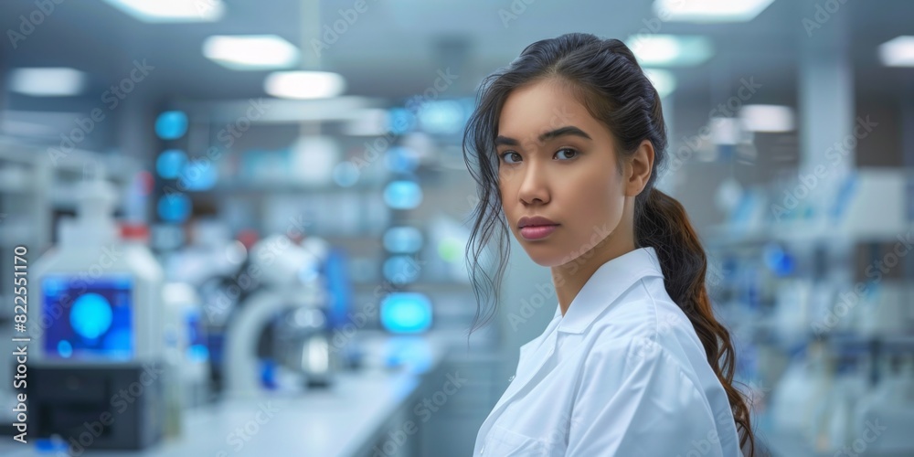 Confident Female Scientist in Modern Laboratory Setting: Focused Professional Research and Development Confident Female Scientist in Modern Laboratory Setting: Focused Professional Research and Development