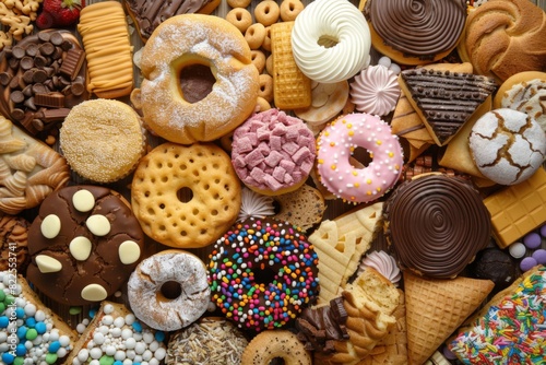 Many different types of donuts and cookies on this plate, trans fats food product