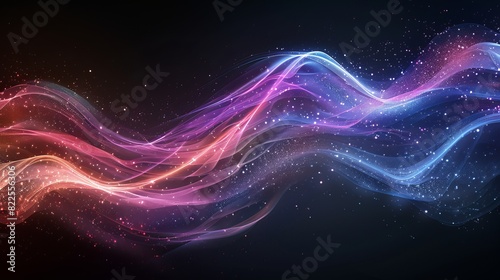 Colorful abstract banner website header design with color flow wave black background grainy texture purple pink blue