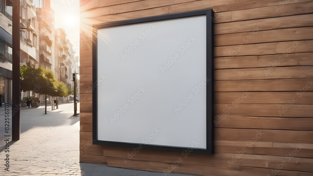 Artifical Intelligence generated image of interior with empty frame. Blank picture frame hanging on wall, AI generated image Artifical Intelligence generated image of interior with empty frame. Blank picture frame hanging on wall, AI generated image