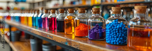 Wallpaper Mural A shelf of colorful bottles and jars with a blue jar in the middle Torontodigital.ca