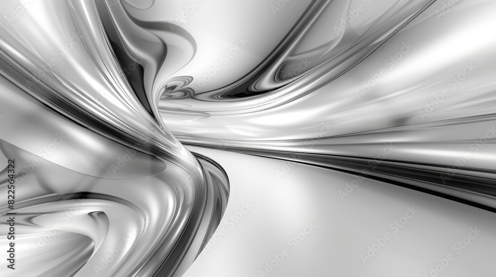 Obraz premium A black-and-white abstract backdrop featuring wavy lines and flowing curved forms resembling a flower White center contrasts against black floral parts