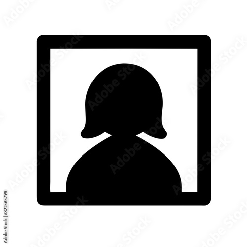 Female Silhouette Profile in Frame Icon Vector