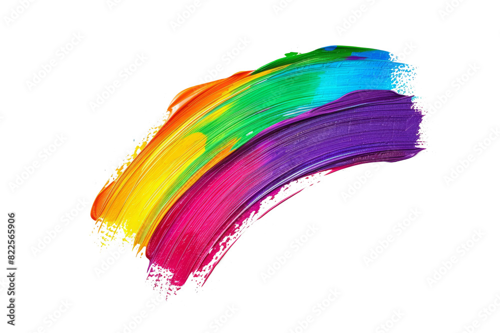 Colorful stroke of paintbrush. Stroke of bright rainbow colored paint isolated on white background Colorful stroke of paintbrush. Stroke of bright rainbow colored paint isolated on white background