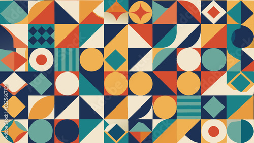 Geometric Pattern Vector Background with Scandinavian Design Elements