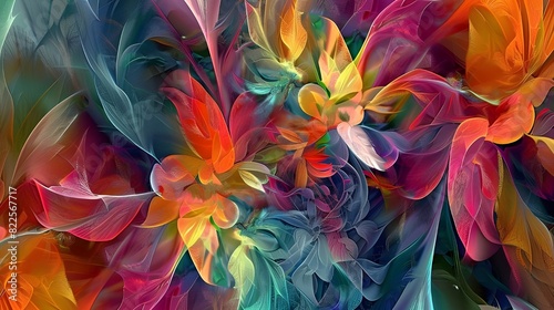 A colorful background with a pattern of flowers and swirls. Colorful Flower and Swirl Background Bright Flower Swirl Design