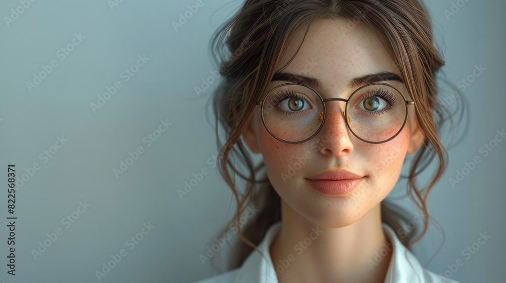 3D animated businesswoman with a broad smile and a high rating review, smooth white gradient background, cartoon minimalism, professional lighting, clear copy space 3D animated businesswoman with a broad smile and a high rating review, smooth white gradient background, cartoon minimalism, professional lighting, clear copy space