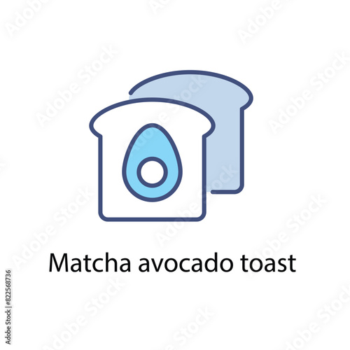 Matcha avocado toast  vector icon