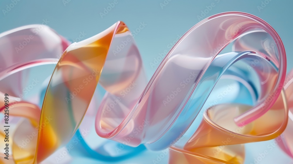  A group of multicolored ribbons against a blue and light blue background