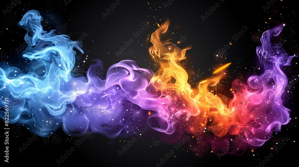 Fototapeta premium red, blue, yellow, purple, orange, pink, and twice orange, pink