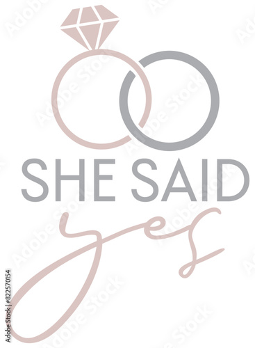 She Said Yes | Engagement Celebration | Wedding Rings Vector Art | Proposal Artwork