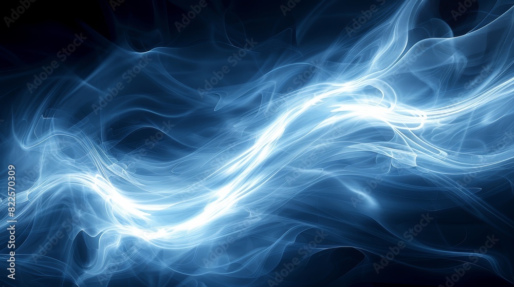 blue and white swirls on black, black background; white swirl blue and white swirls on black, black background; white swirl