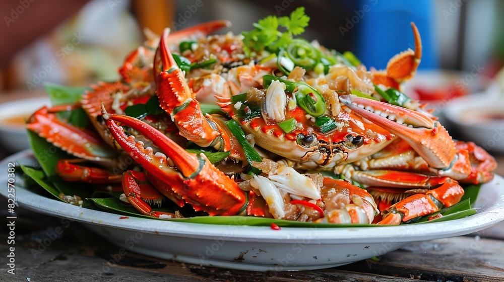 Stir fried crab, which the coastal village Kep is famous for . Generative Ai Stir fried crab, which the coastal village Kep is famous for . Generative Ai
