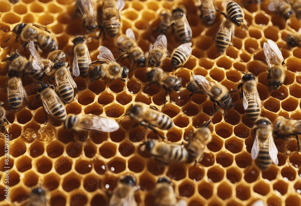 hundred of bees producing honey on honeycombs
hundred of bees producing honey on honeycombs