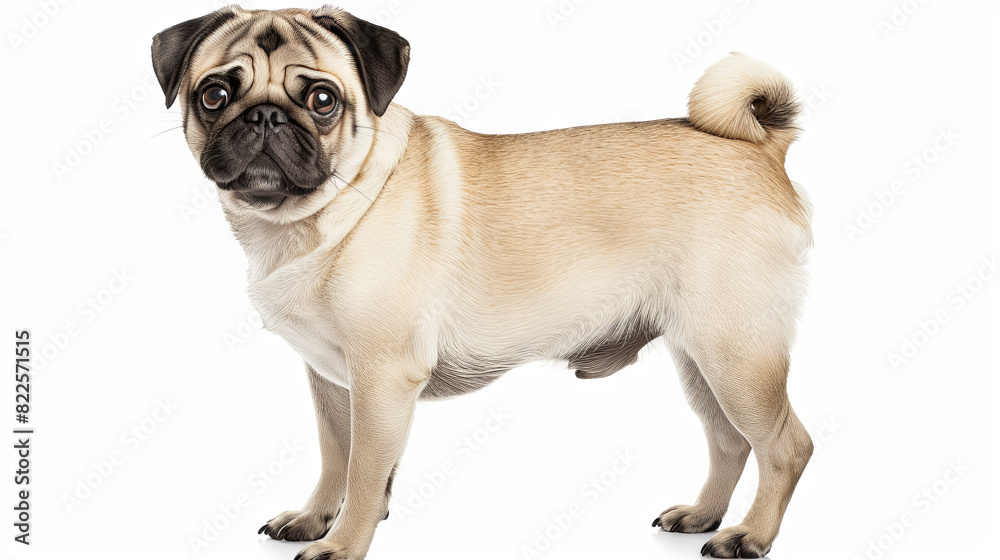 Cute pug on isolated white background Cute pug on isolated white background