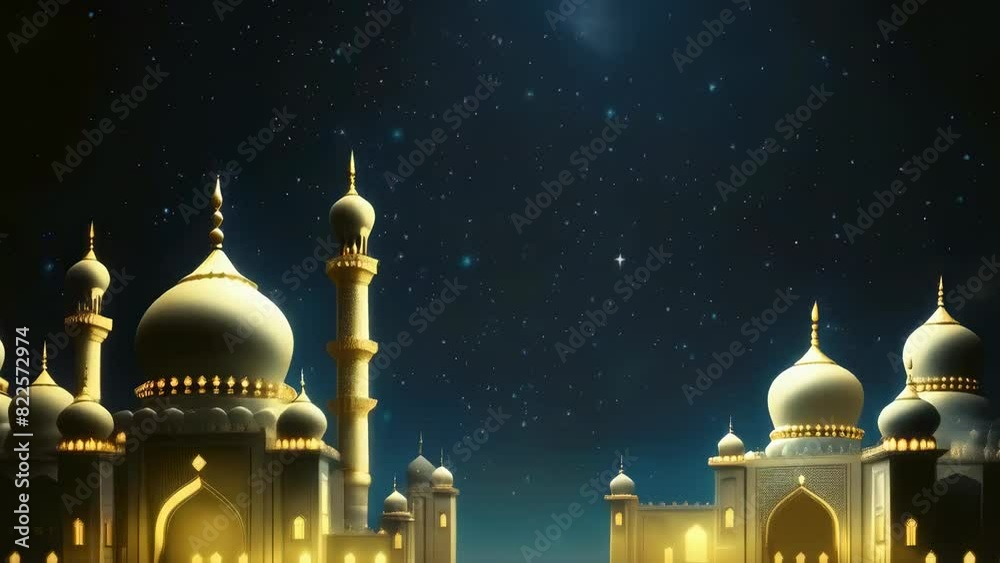 A breathtaking image of a majestic mosque under a starry night sky ...