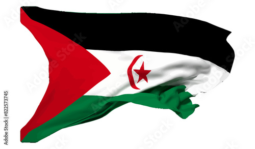The flag of sahrawi arab democratic republic waving vector 3d illustration photo