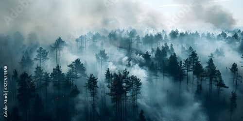 Wildfire in Pine Forest During Dry Season  A Global Environmental Catastrophe. Concept Natural Disasters  Environmental Crisis  Climate Change Impacts  Forest Conservation  Fire Prevention