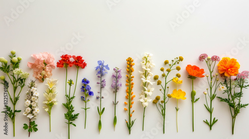 free space for title banner with a border of various flowers arranged in a row