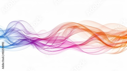  A multicolored wave of smoke against a pristine white backdrop Ideal for text or image placement on t-shirts