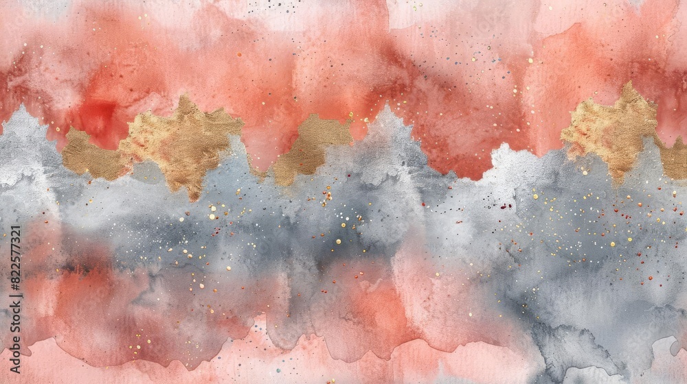 Obraz premium Abstract painting. Pink, gray and gold colors.
