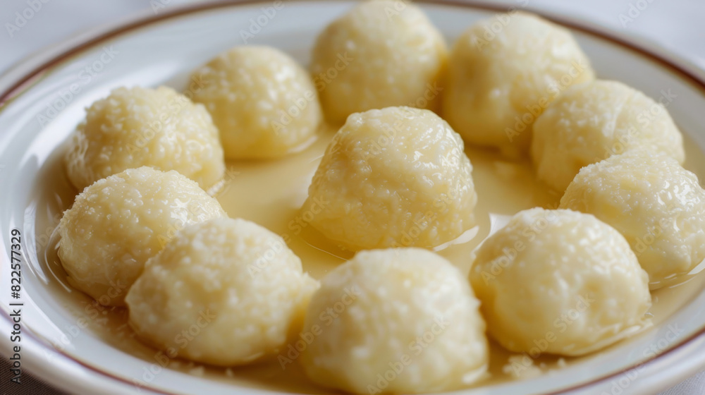 Authentic czech potato dumplings served on a plate, capturing the essence of czech cuisine in a simple, appetizing presentation Authentic czech potato dumplings served on a plate, capturing the essence of czech cuisine in a simple, appetizing presentation