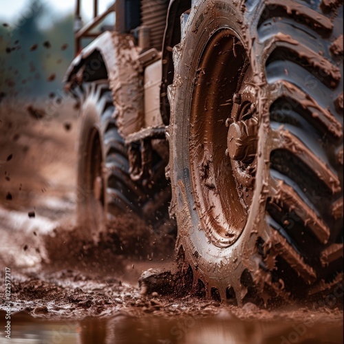 Extreme mud splashing up from the wheels  © Cetin