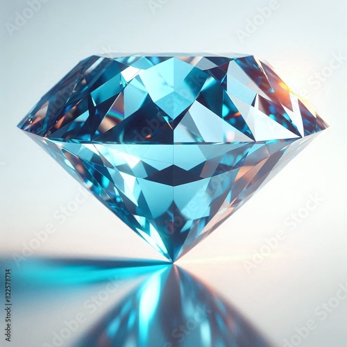 Radiant Blue Faceted Diamond with Mesmerizing Light Reflections