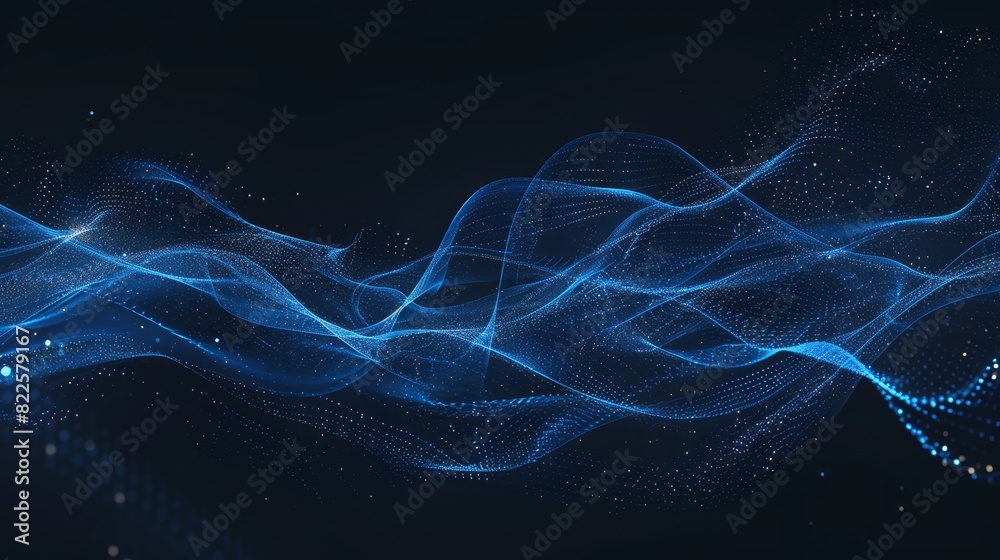 A dark blue abstract background with waves depicted through lined and dotted patterns A dark blue abstract background with waves depicted through lined and dotted patterns