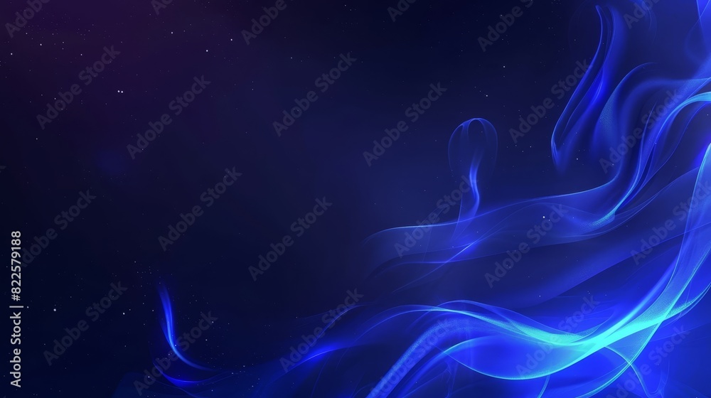  A dark background with a blue swirl on the left side and stars on the right side
